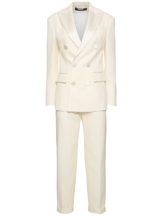 Dsquared2: Completo Boston in twill misto lana - Bianco - women_0 | Luisa Via Roma