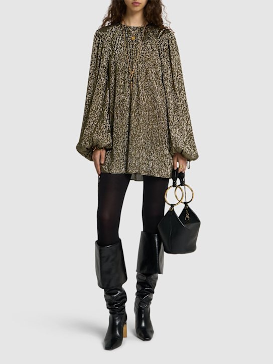 Chloé: Lamé silk blend mini dress - women_1 | Luisa Via Roma