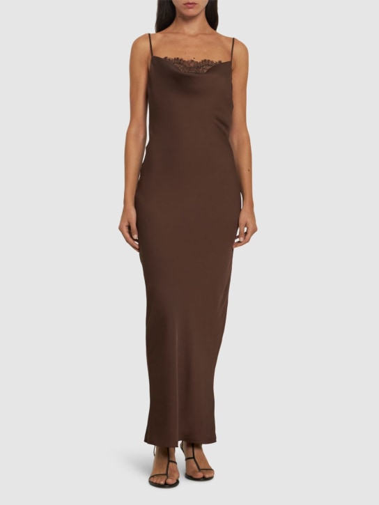 Rotate: Satin midi slip dress - Brown - women_1 | Luisa Via Roma