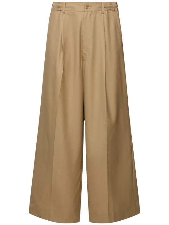 Comme des Garçons Homme: Wool wide leg pants - Beige - men_0 | Luisa Via Roma