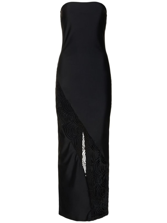 Rotate: Strapless stretch jersey maxi tube dress - Black - women_0 | Luisa Via Roma