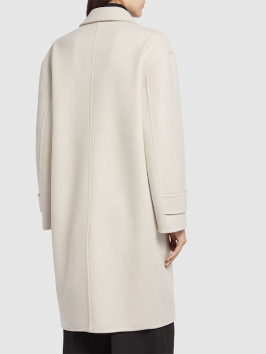 Max Mara: Nogara double breasted midi coat - Light Beige - women_3 | Luisa Via Roma