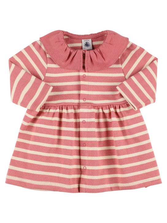 Petit Bateau: Printed cotton dress - Pink/White - kids-girls_0 | Luisa Via Roma