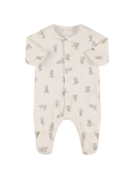 Petit Bateau: Printed cotton romper - White - kids-girls_0 | Luisa Via Roma