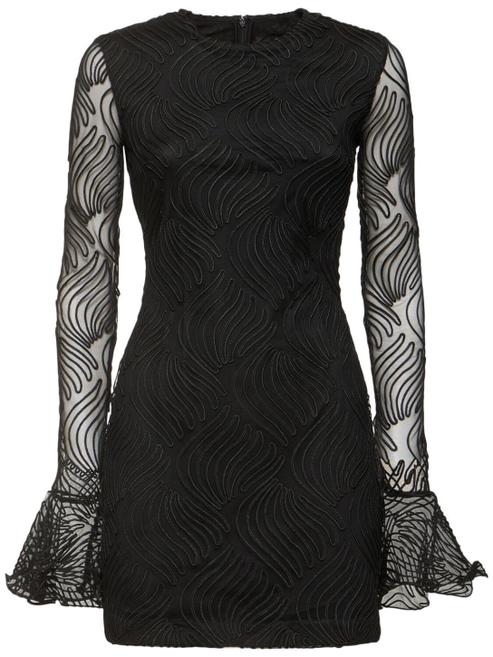 Rotate: Shiny ruffled mini dress - Black - women_0 | Luisa Via Roma