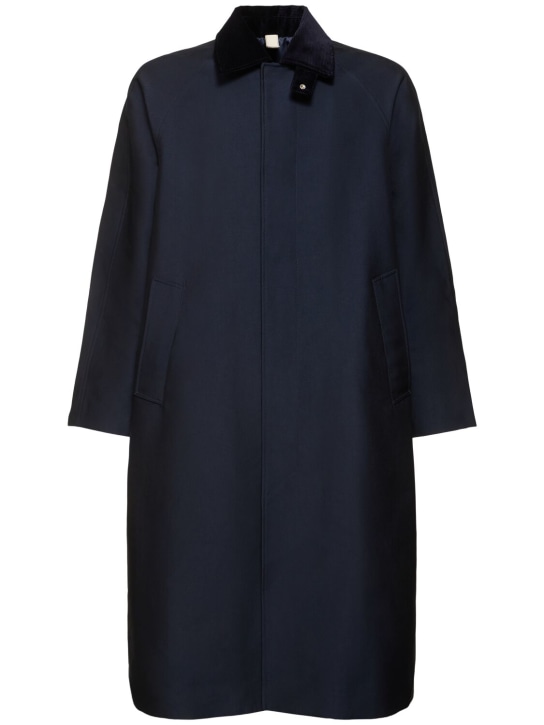 SUNFLOWER: Raglan cotton blend coat - Navy - men_0 | Luisa Via Roma