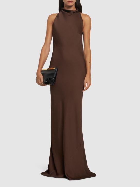 Rotate: Halter neck satin maxi dress - Brown - women_1 | Luisa Via Roma