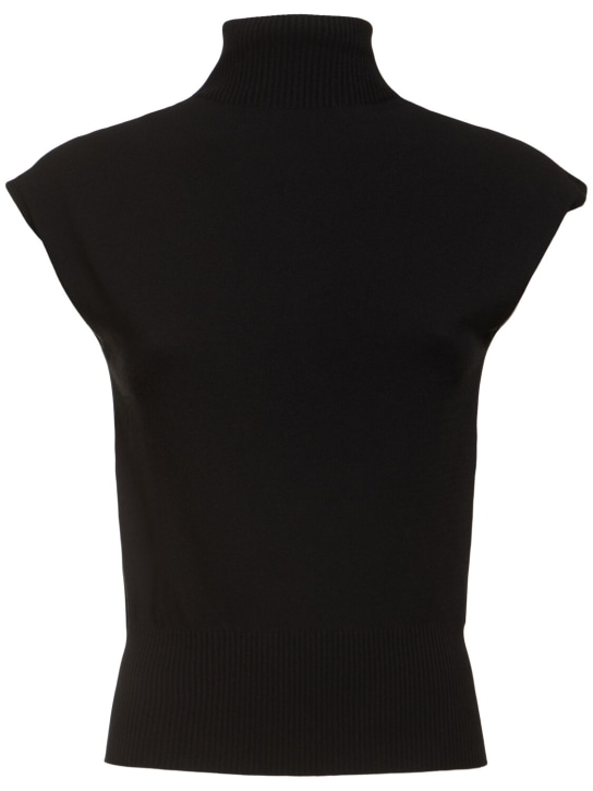 Rick Owens: Viscose blend cap sleeve top - Black - women_0 | Luisa Via Roma