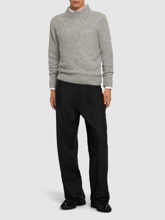 Lardini: Alpaca blend turtleneck sweater - Beige/Grey - men_1 | Luisa Via Roma