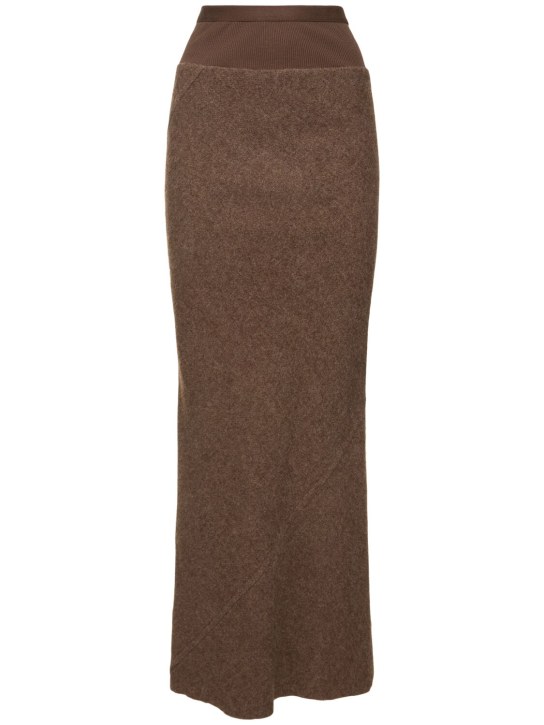 Rick Owens: Wool knit long skirt - Brown - women_0 | Luisa Via Roma