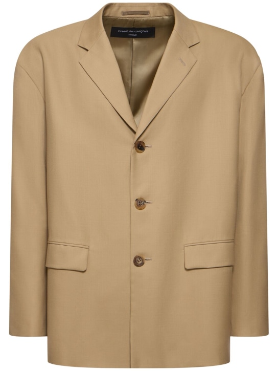 Comme des Garçons Homme: Oversize single breast wool blazer - Beige - men_0 | Luisa Via Roma