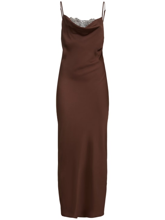 Rotate: Satin midi slip dress - Brown - women_0 | Luisa Via Roma