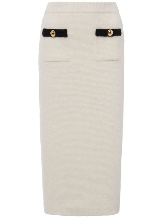 Alessandra Rich: Alpaca blend knit midi skirt - White - women_0 | Luisa Via Roma