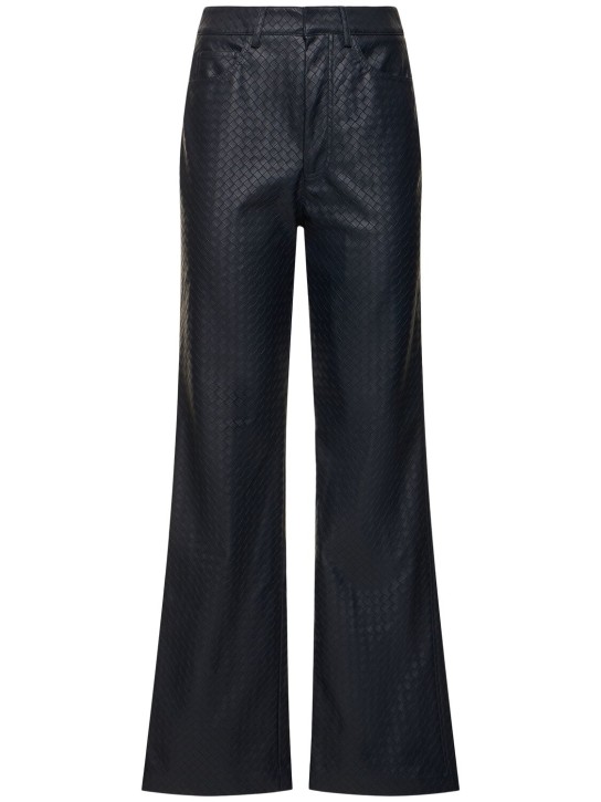 Rotate: Straight braided faux leather pants - Blue - women_0 | Luisa Via Roma