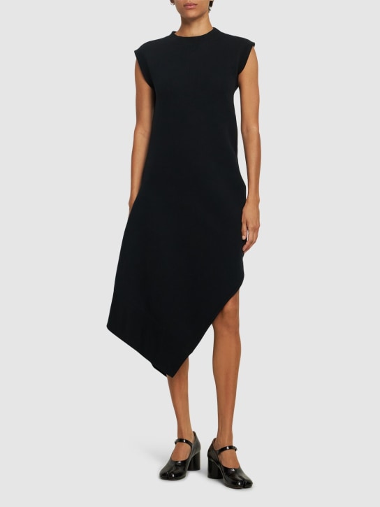 Sacai: Asymmetric sponge jersey long dress - Black - women_1 | Luisa Via Roma