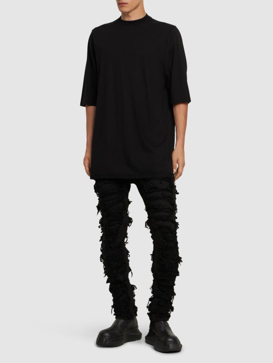 Rick Owens DRKSHDW: Camiseta de jersey de algodón - Negro - men_1 | Luisa Via Roma