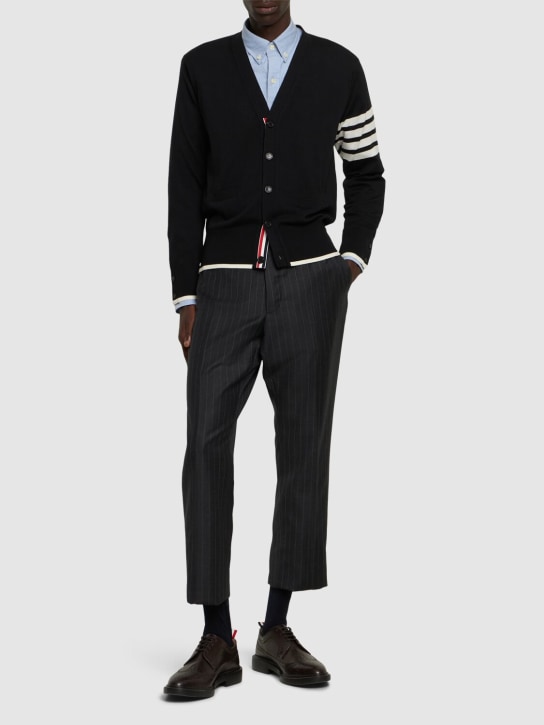 Thom Browne: Jersey stitch relaxed fit cardigan - Black - men_1 | Luisa Via Roma