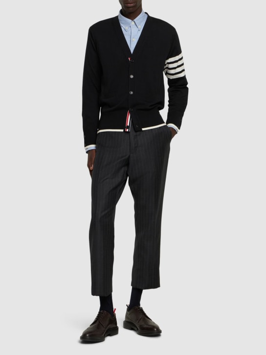 Thom Browne: Cardigan in jersey - Nero - men_1 | Luisa Via Roma