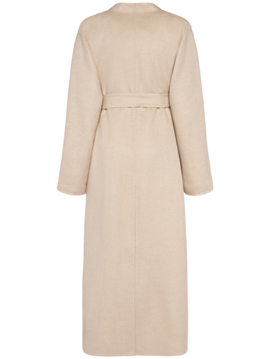 Max Mara: Cappotto con cintura Vezzoso in cammello - Beige Chiaro - women_4 | Luisa Via Roma