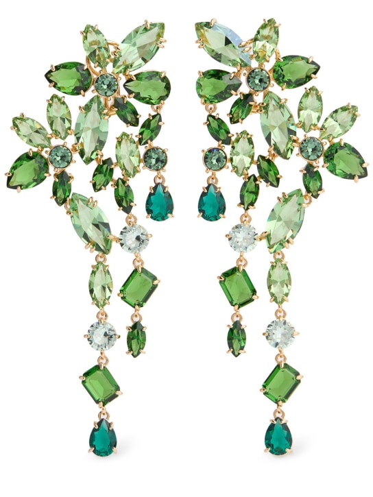 Swarovski: Gema crystal drop earrings - Green - women_0 | Luisa Via Roma