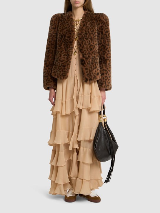 Chloé: Leopard print plush jacket - women_1 | Luisa Via Roma