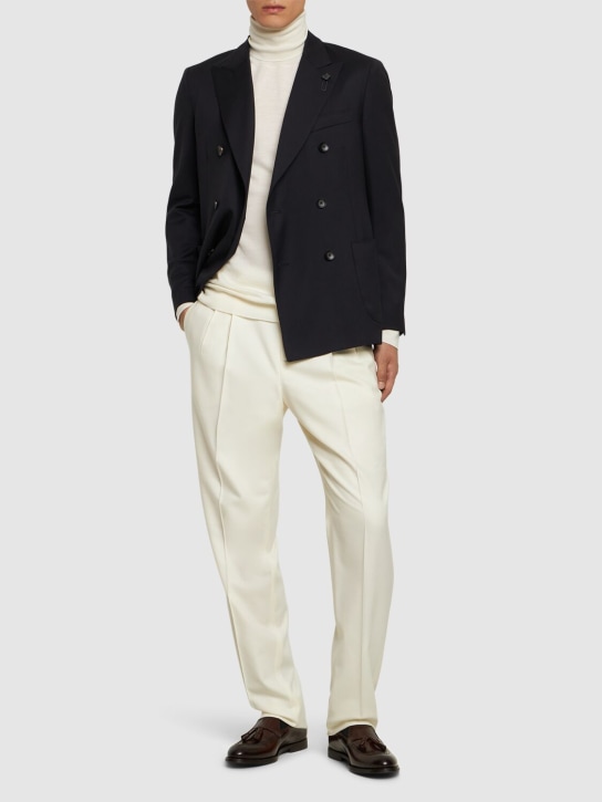 Lardini: Feeling stretch wool pants - Beige/White - men_1 | Luisa Via Roma