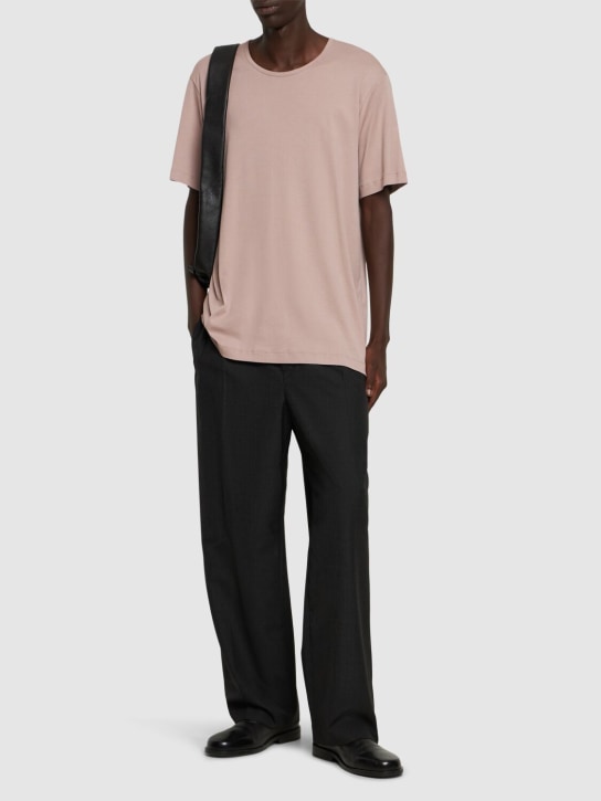 Lemaire: Rib U neck t-shirt - Violet Ice - men_1 | Luisa Via Roma