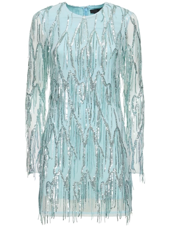 Rotate: Embellished mini dress w/ fringes - Light Blue - women_0 | Luisa Via Roma