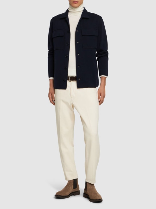 Lardini: Jeans in denim di cotone - Beige/Bianco - men_1 | Luisa Via Roma