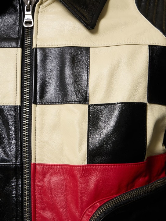 Andersson Bell: Checkerboard leather biker jacket - men_3 | Luisa Via Roma
