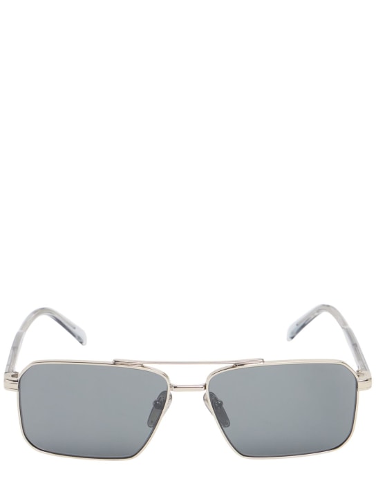 Prada: Square acetate sunglasses - Silver/Black - men_0 | Luisa Via Roma