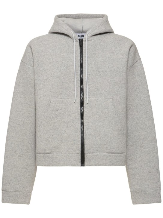 MSGM: Bonded wool blend knit sweater - Light Grey - men_0 | Luisa Via Roma