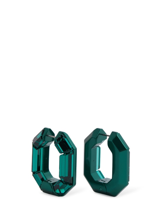 Swarovski: Mini Lucent crystal hoop earrings - Emerald - women_0 | Luisa Via Roma