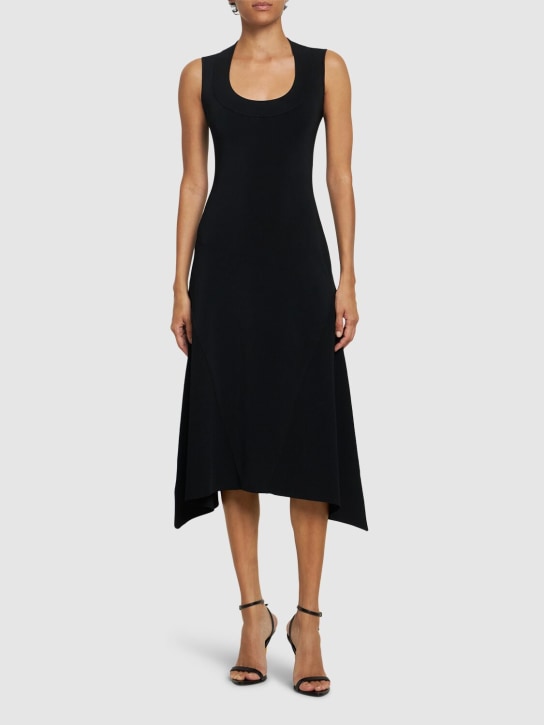 Galvan: Claudia flared viscose blend midi dress - Black - women_1 | Luisa Via Roma