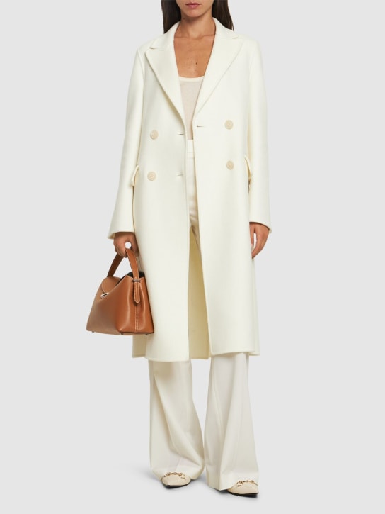 Alberta Ferretti: Double breast long coat - Ivory - women_1 | Luisa Via Roma