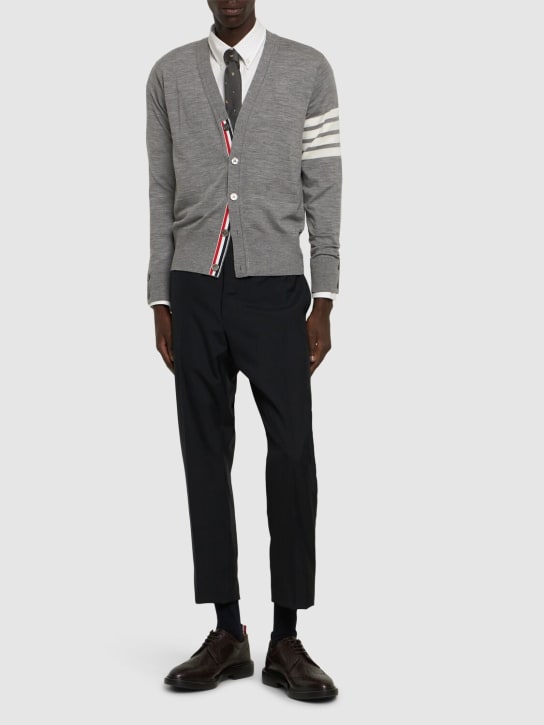 Thom Browne: Mid rise skinny pants - men_1 | Luisa Via Roma
