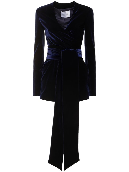 Galvan: Winter Sun velvet wrap jacket - Dark Blue - women_0 | Luisa Via Roma