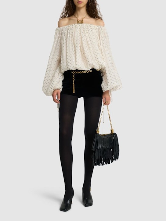 Chloé: Polka dot silk blend top - White/Silver - women_1 | Luisa Via Roma
