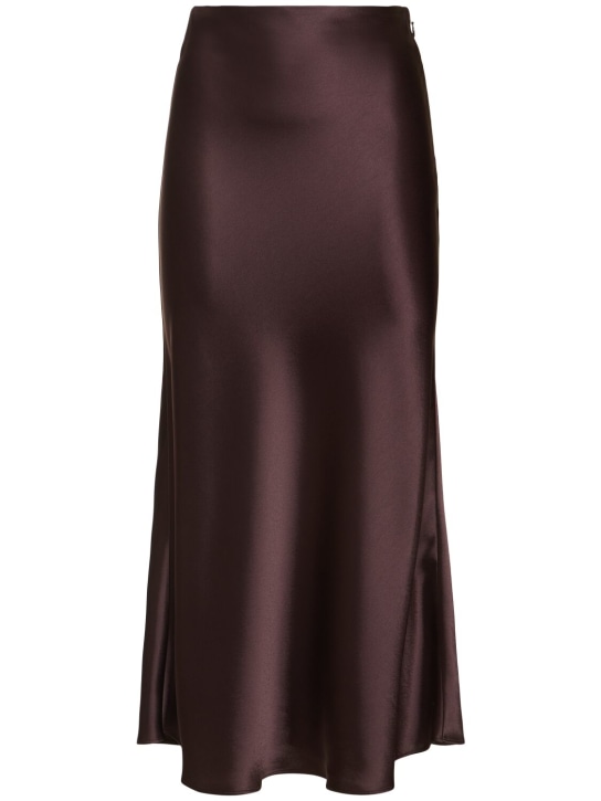 Galvan: Valletta satin midi skirt - Brown - women_0 | Luisa Via Roma