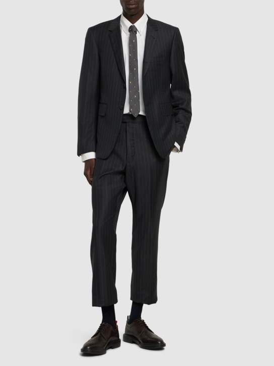 Thom Browne: Classic pinstripe wool blazer - men_1 | Luisa Via Roma