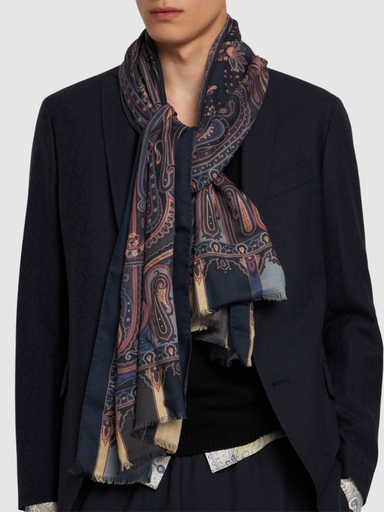 Etro: Wool & silk scarf - men_1 | Luisa Via Roma