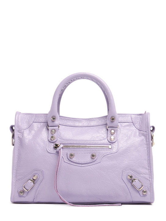 Balenciaga: Small Le City Arena Lamb leather bag - Lilac - men_0 | Luisa Via Roma