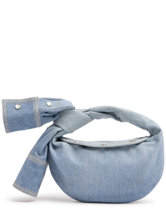 Bottega Veneta: Mini Jodie leather top handle bag - Blue Wash - women_0 | Luisa Via Roma