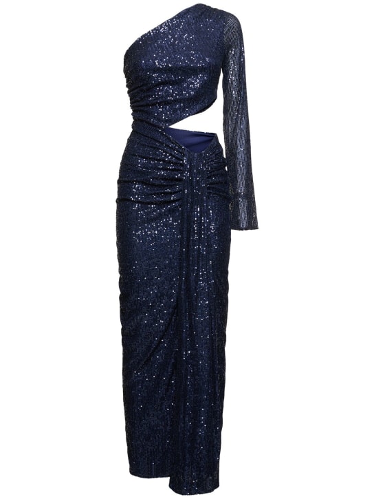 Baobab: Midnights sequined one sleeve maxi dress - Blue - women_0 | Luisa Via Roma