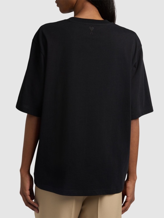 AMI Paris: Logo printed boxy cotton t-shirt - women_2 | Luisa Via Roma