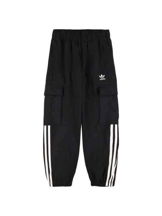 adidas Originals: Pantaloni cargo in techno con logo - Nero - kids-girls_0 | Luisa Via Roma