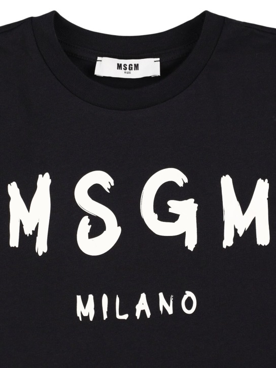 MSGM: Printed cotton jersey t-shirt - Black - kids-boys_1 | Luisa Via Roma