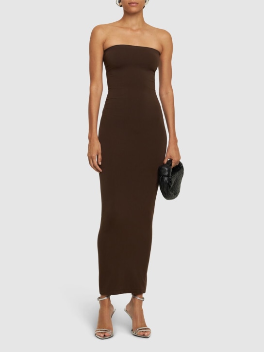 Wolford: Fatal stretch jersey midi tube dress - Brown - women_1 | Luisa Via Roma