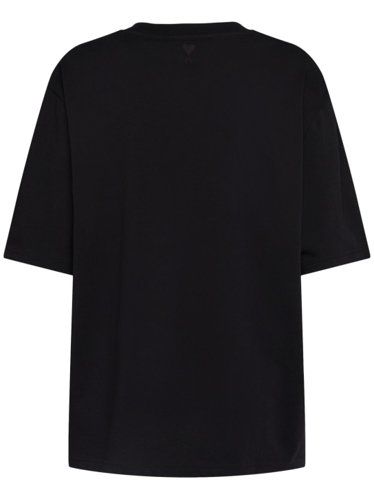 AMI Paris: Logo printed boxy cotton t-shirt - women_4 | Luisa Via Roma