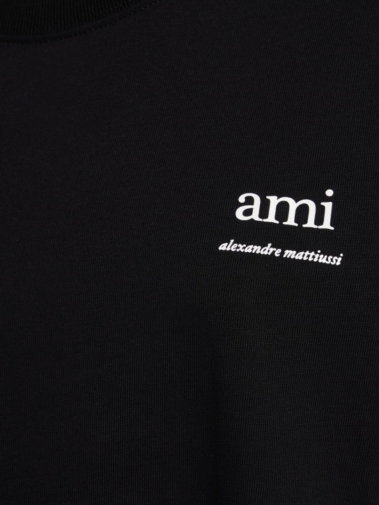AMI Paris: Logo printed boxy cotton t-shirt - women_3 | Luisa Via Roma